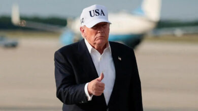 'Nothing from China allowed on the plane': Trump team dumps Chinese-issued phones, badges and gifts before boarding Air Force One
