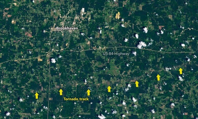 Tornado Draws a Jagged Line in Mississippi