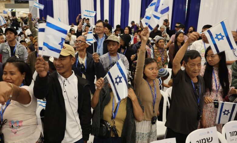 Around 240 Indians claiming descent from biblical tribe arrive at Israel’s Tel Aviv