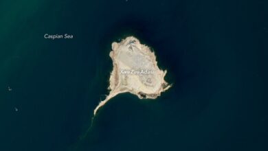A School of Mud Volcano Islands in Azerbaijan